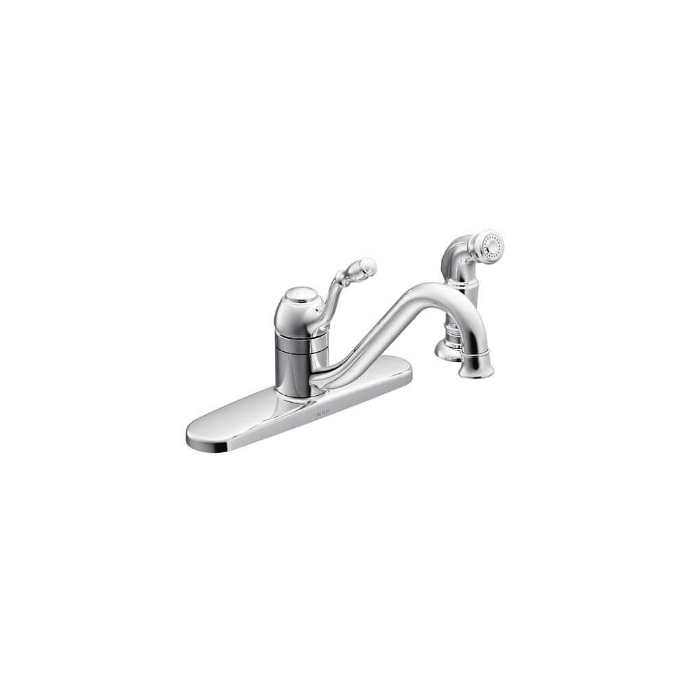 Moen Lindley Kitchen Faucet with Side Spray Chrome 1 Handle Low Arc - Flockneti
