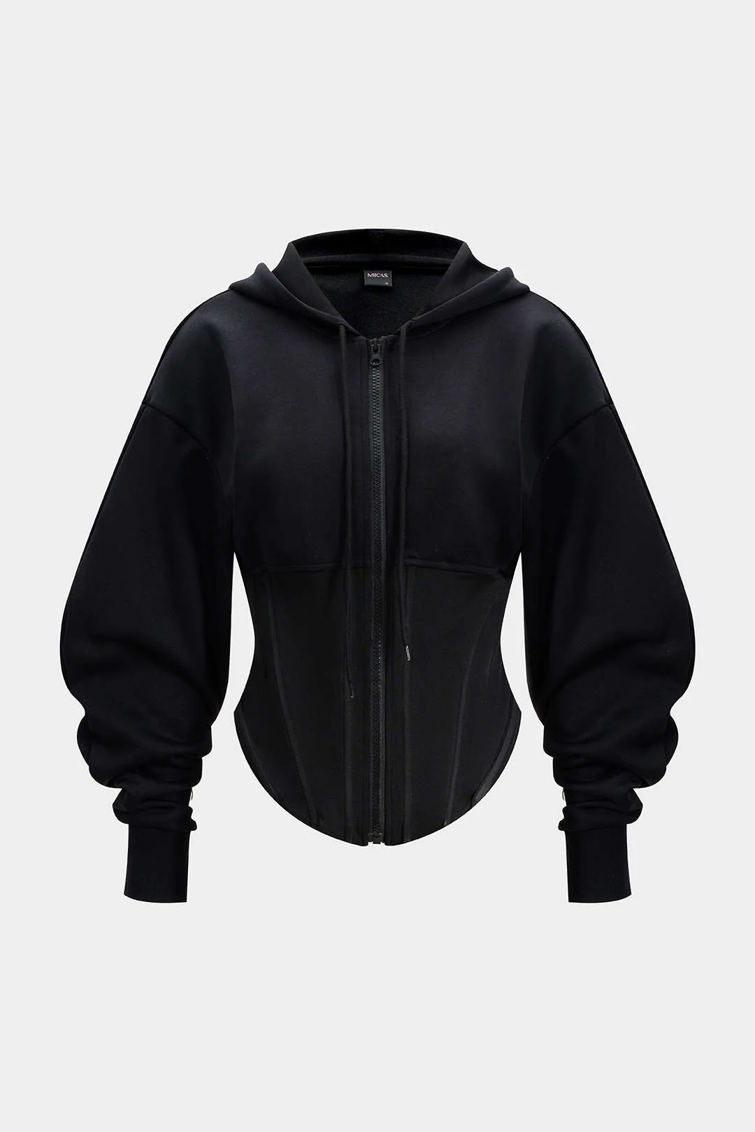 Zipper Drawstring Corset Hoodie - Flockneti