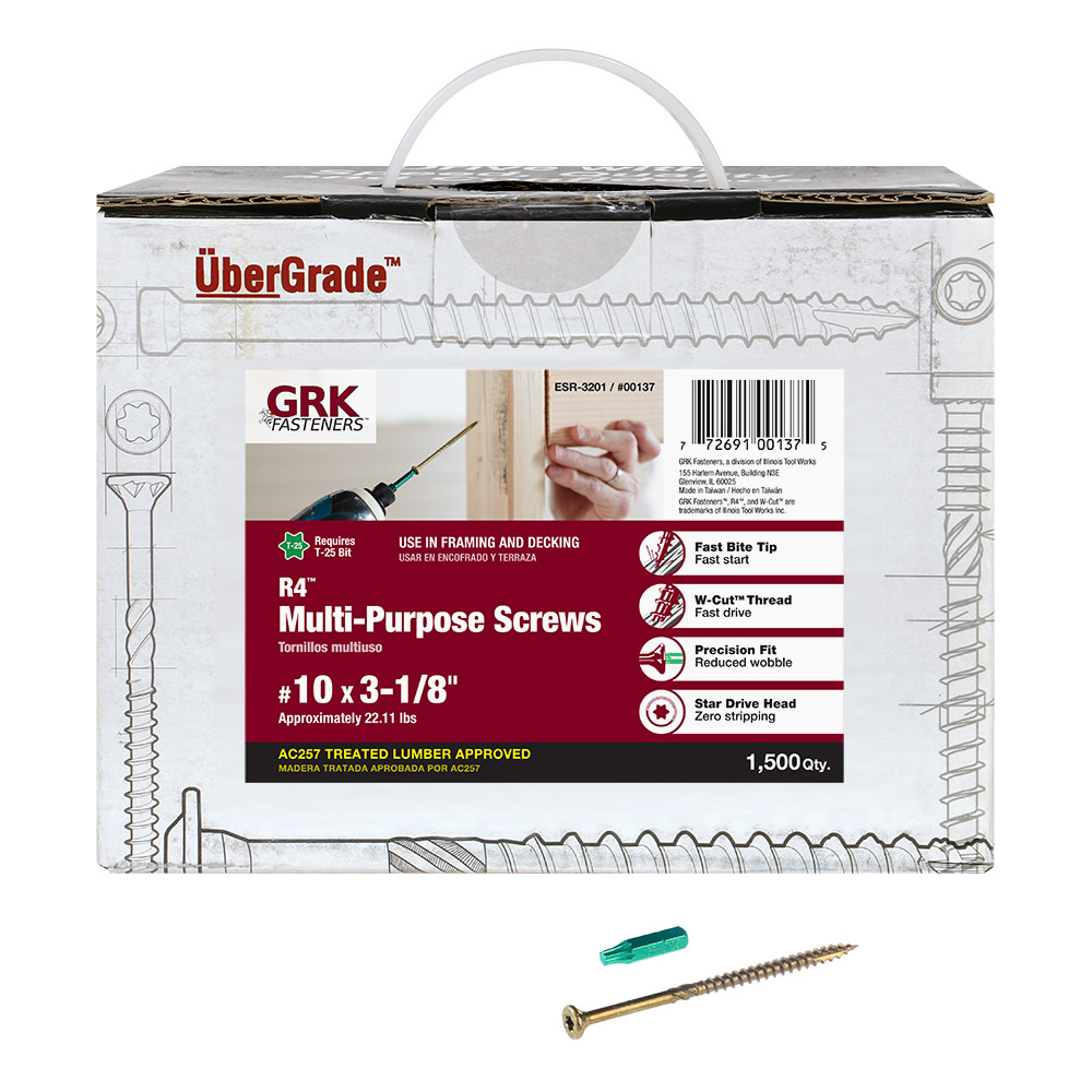 GRK Fasteners R4 Screw Bulk 10 x 3-1/8in (1500pcs) - Flockneti