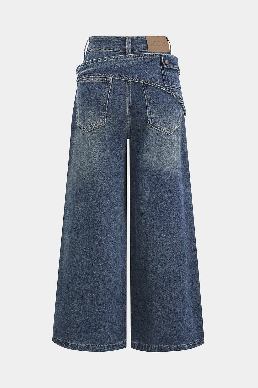 Denim Asymmetrical Wide Leg Jeans - Flockneti