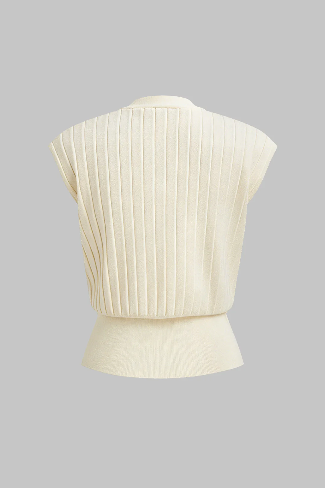 Knit Irregular Metallic Button V-Neck Tank Top - Flockneti