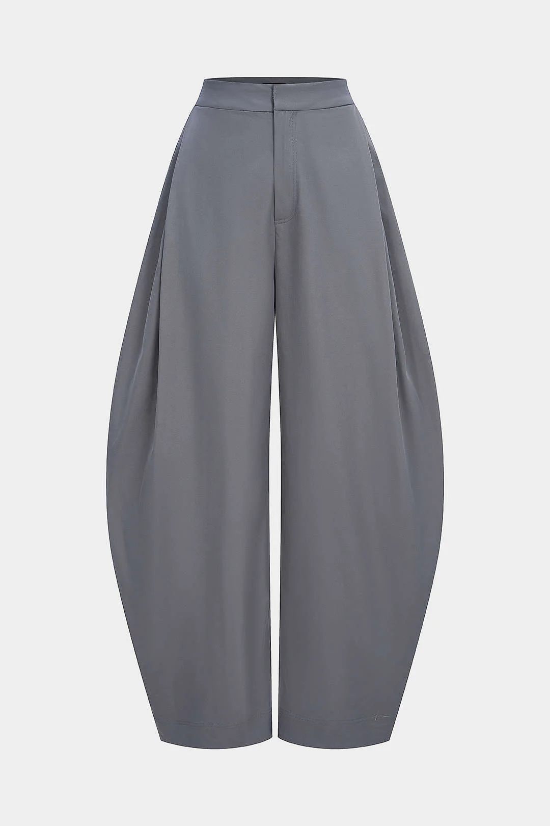 Solid Ruched Zipper High Waist Pants - Flockneti