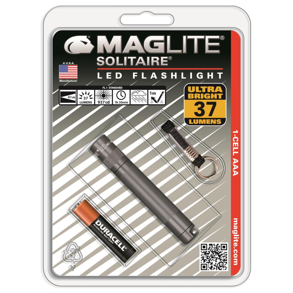 Maglite Solitaire LED 1-Cell AAA Gray Flashlight - Flockneti
