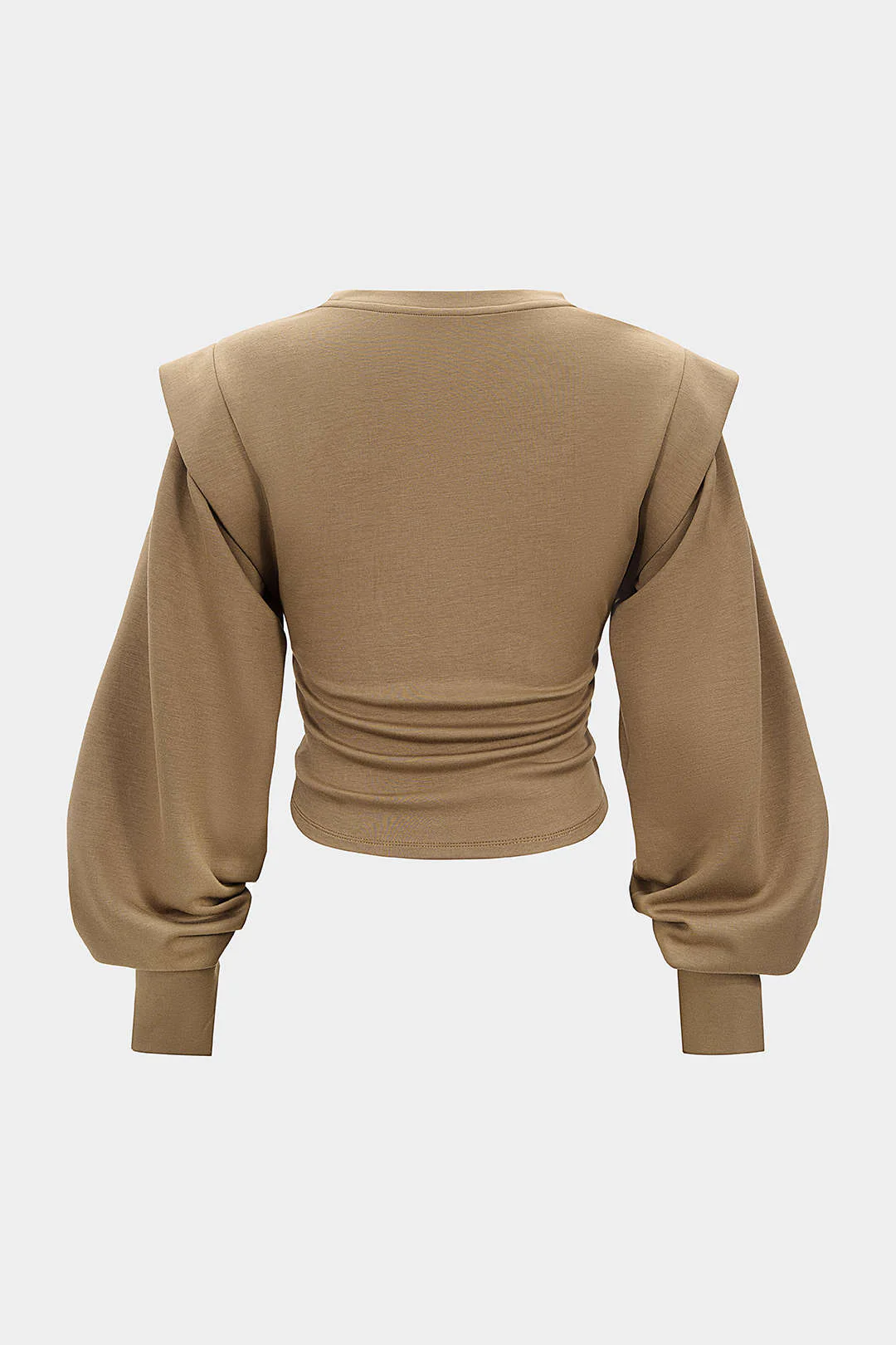 Ruched Round Neck Long Sleeve Sweatshirt - Flockneti