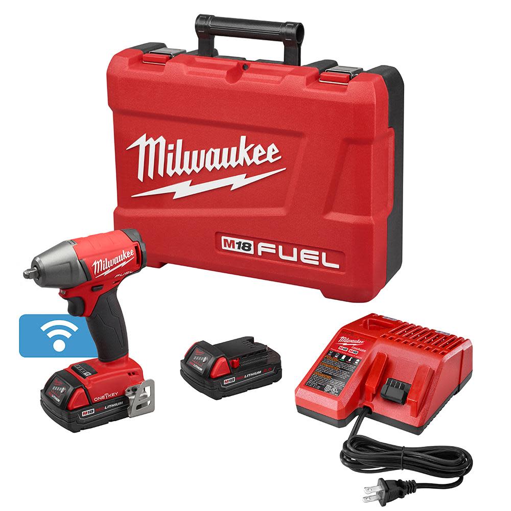 Milwaukee M18 FUEL 3/8″ Compact Impact Wrench Friction Ring ONE-KEY Kit - Flockneti