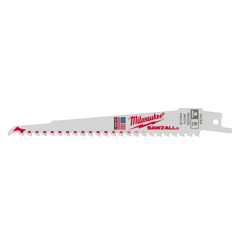 Milwaukee 6 in. 5 TPI SAWZALL Blades 5PK - Flockneti