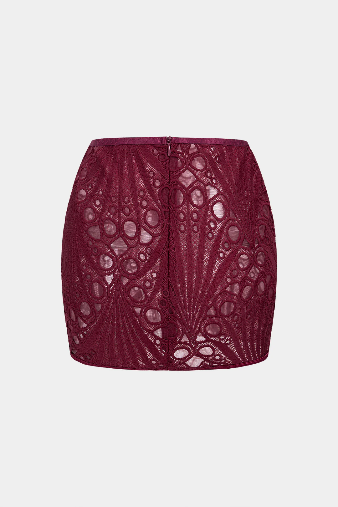 Embroidery Zipper Cut Out Mini Skirt - Flockneti