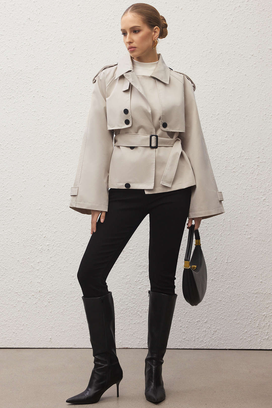 Lapel Button Belted Coat - Flockneti