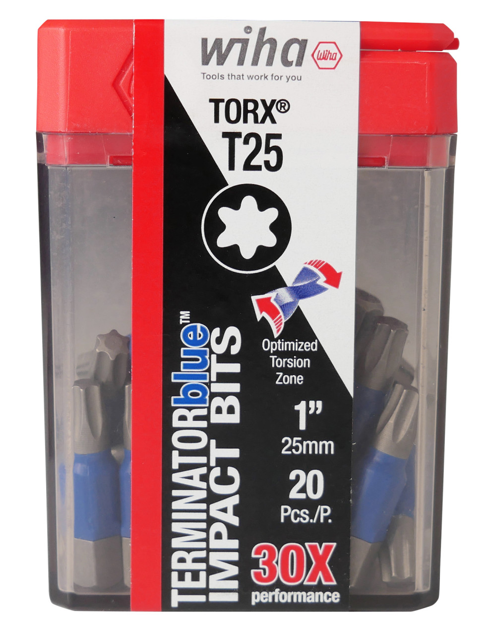 Wiha TerminatorBlue Impact Bit Torx T25 x 1″ 20pk - Flockneti