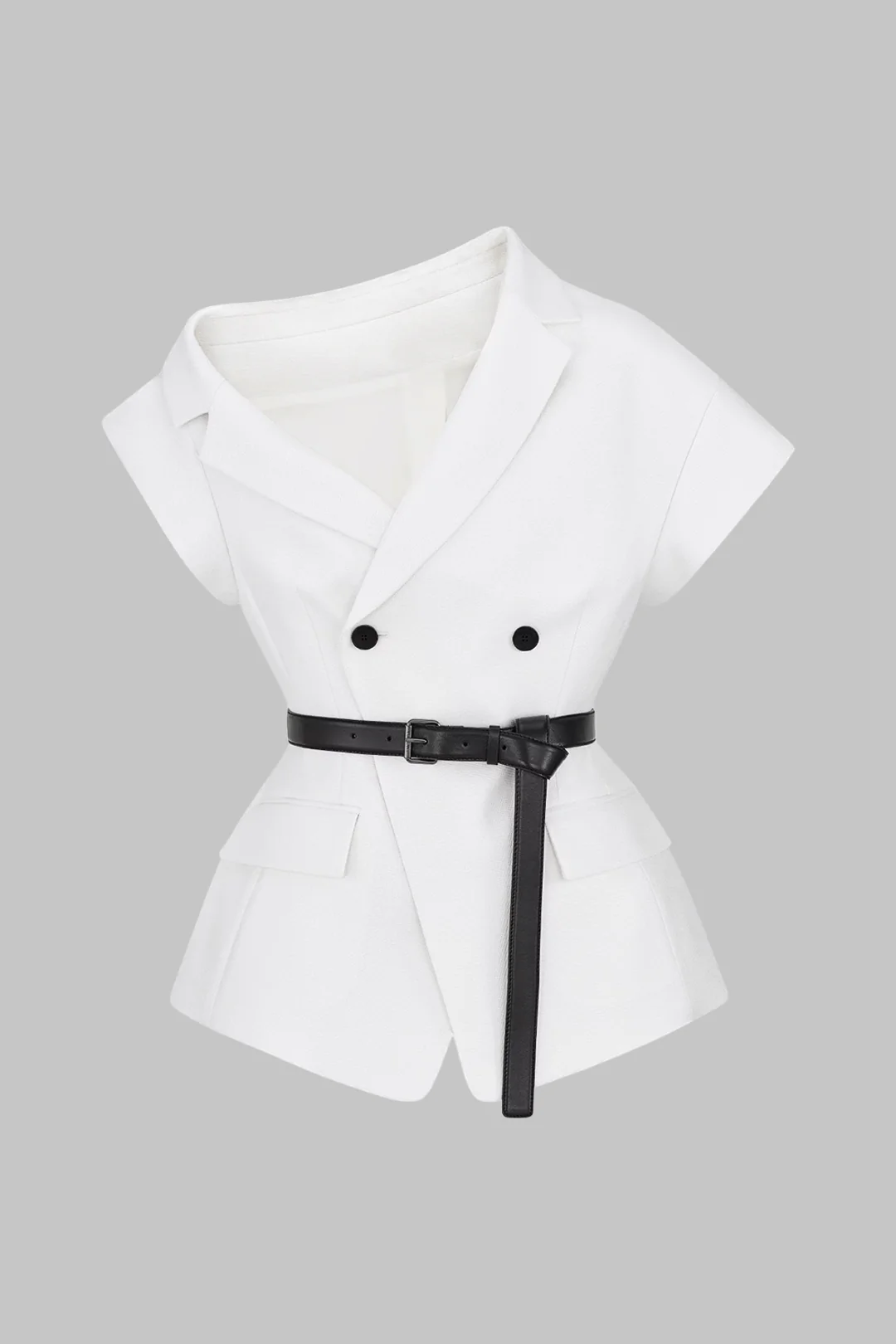 Asymmetrical Neck Belted Vest - Flockneti