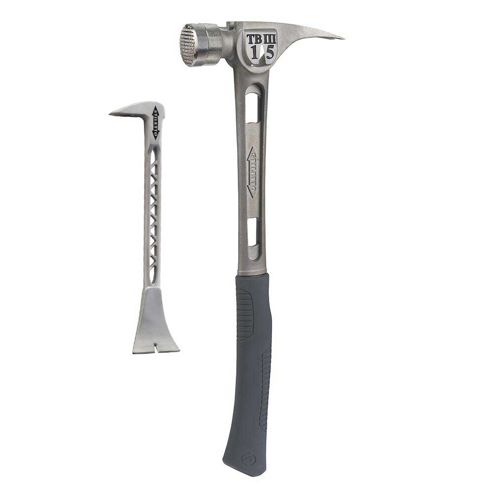 Stiletto Ti-Bone III Ti Hammer 15oz Milled and 8-1/2″ Trimbar5 Combo - Flockneti