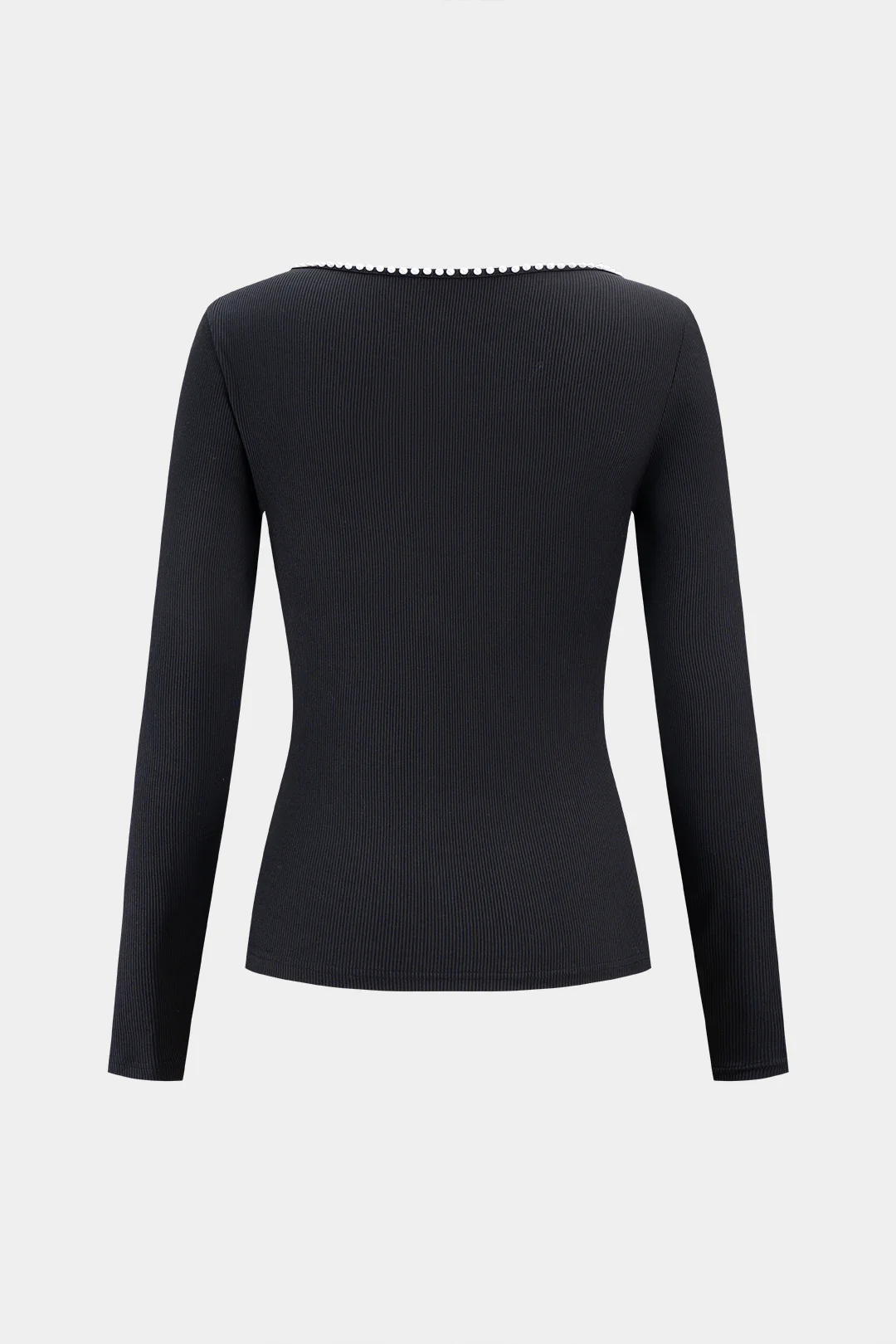 Knit Pearl Decor Long-Sleeve Top - Flockneti