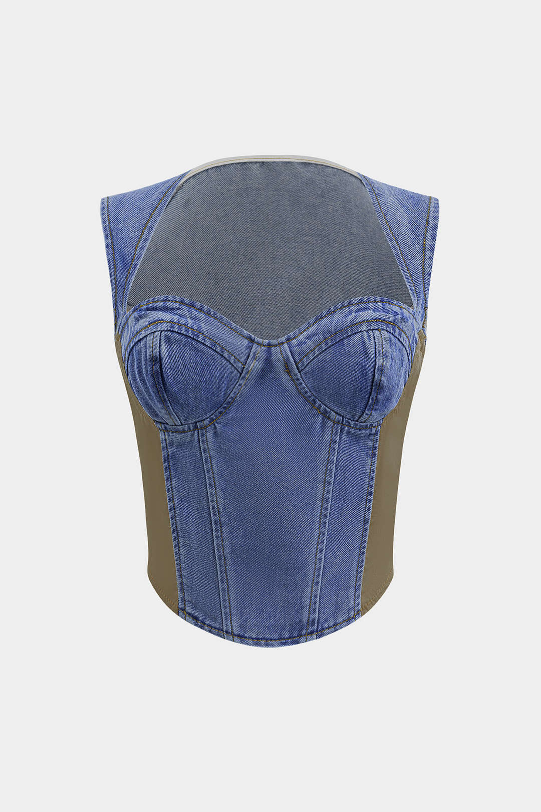 Denim Bustier Patchwork Top - Flockneti