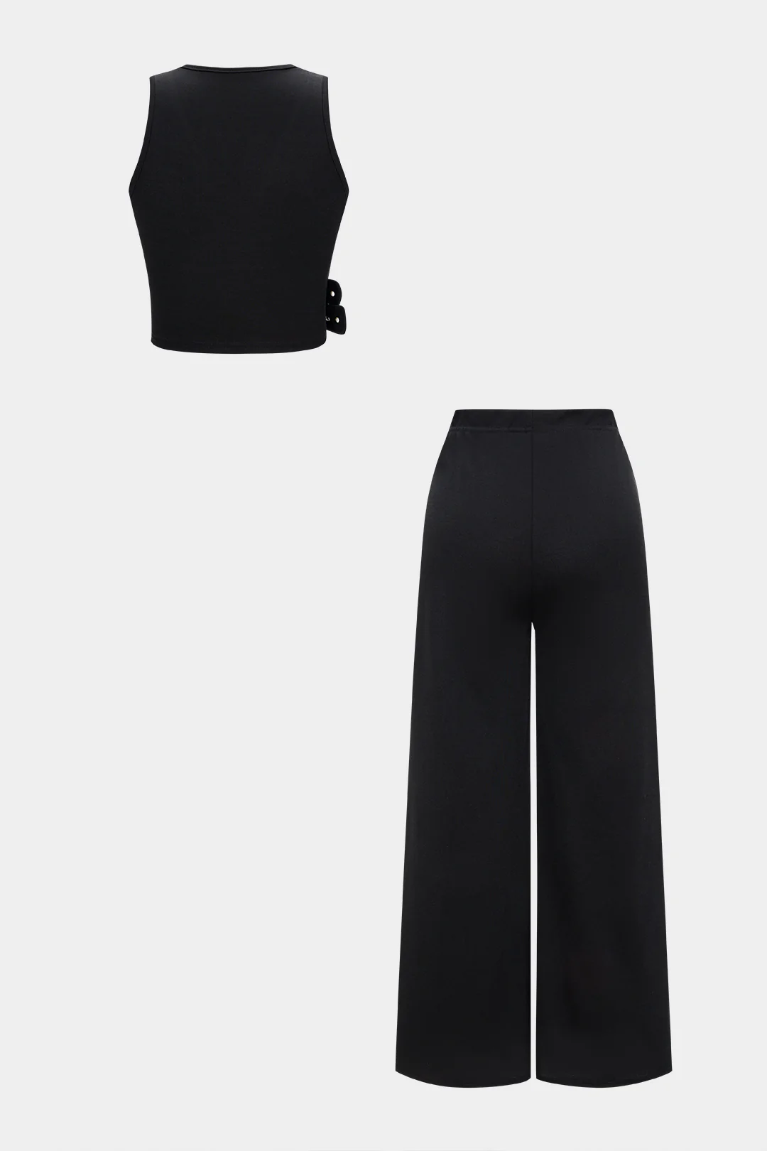V-Neck Belted Tank Top And Wide Leg Pants - Flockneti