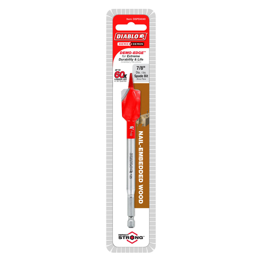 Diablo Tools 7/8″ x 6″ Demo Demon Spade Bit for Nail Embedded Wood - Flockneti