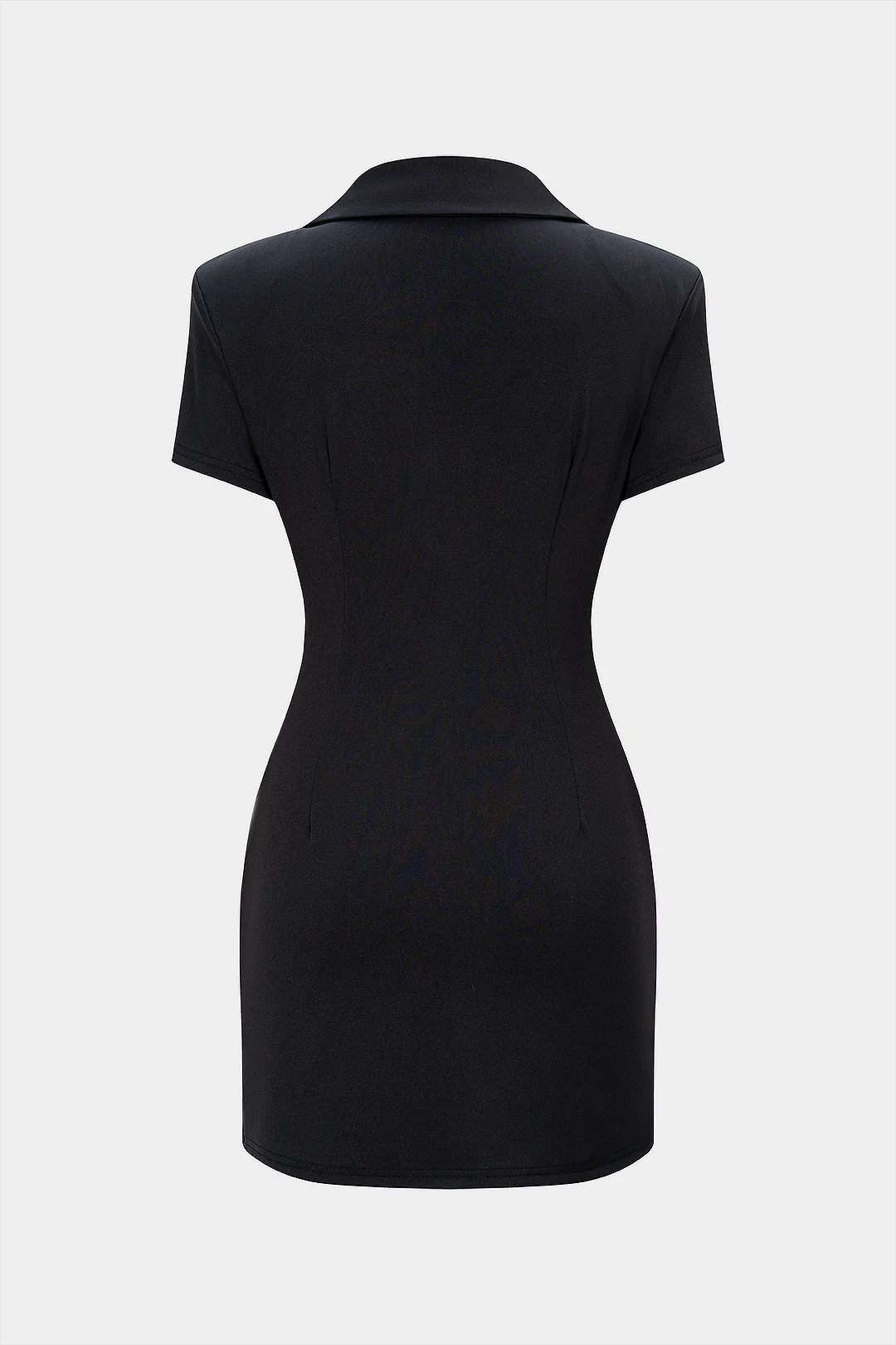 Deep V-Neck Pleated Short Sleeve Mini Dress - Flockneti
