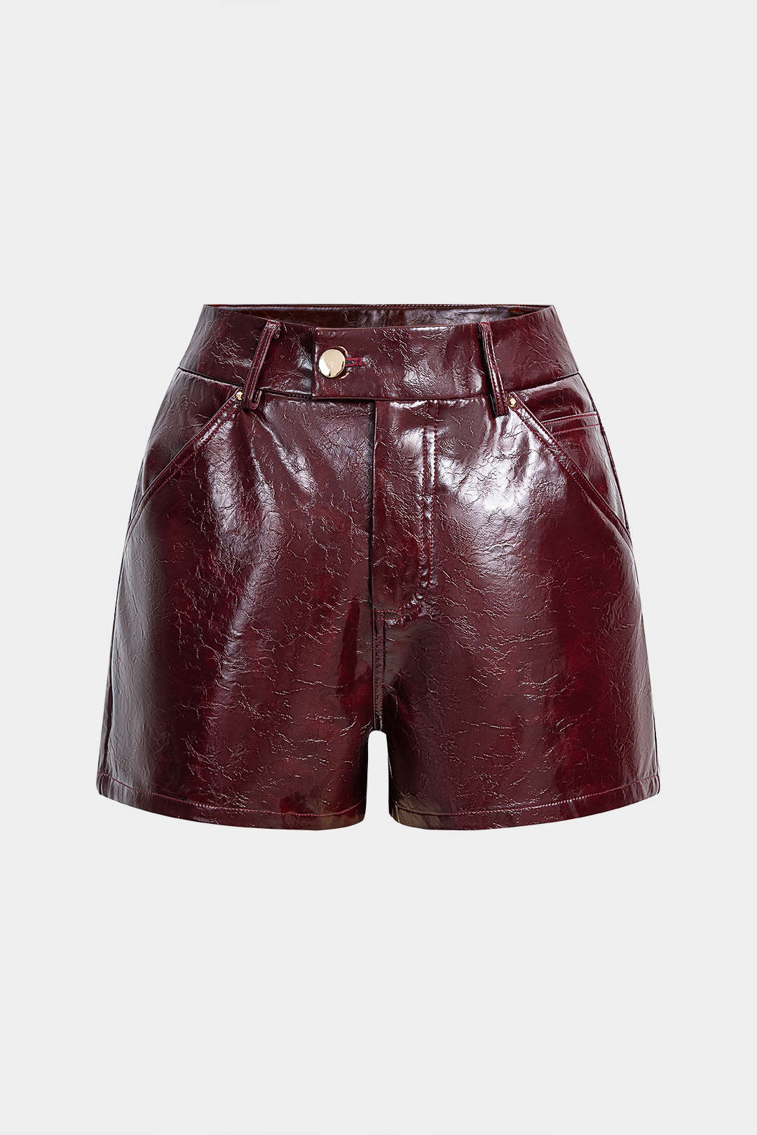 Faux Leather Button Shorts - Flockneti