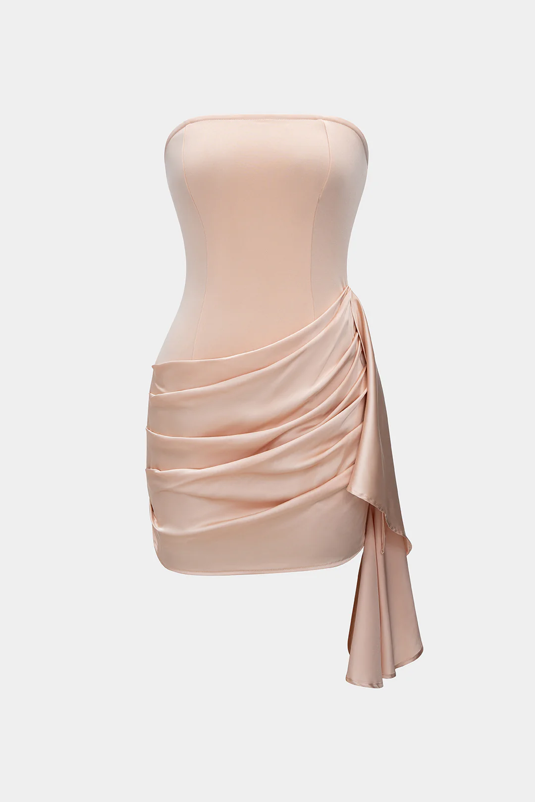 Satin Patchwork Pleated Strapless Mini Dress - Flockneti