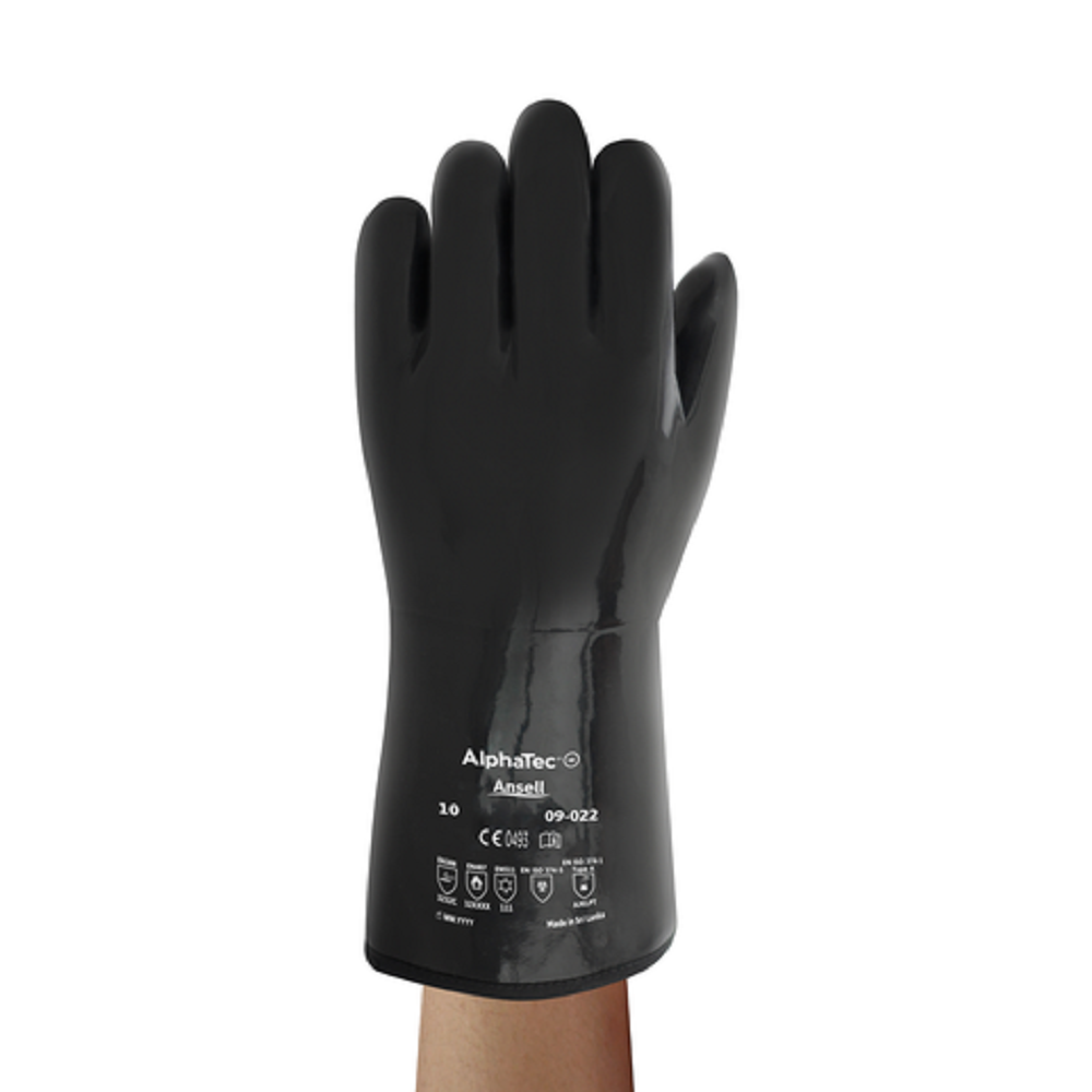 Ansell Protective Products AlphaTec X-Large Black Gauntlet Chemical Resistant Gloves - Flockneti