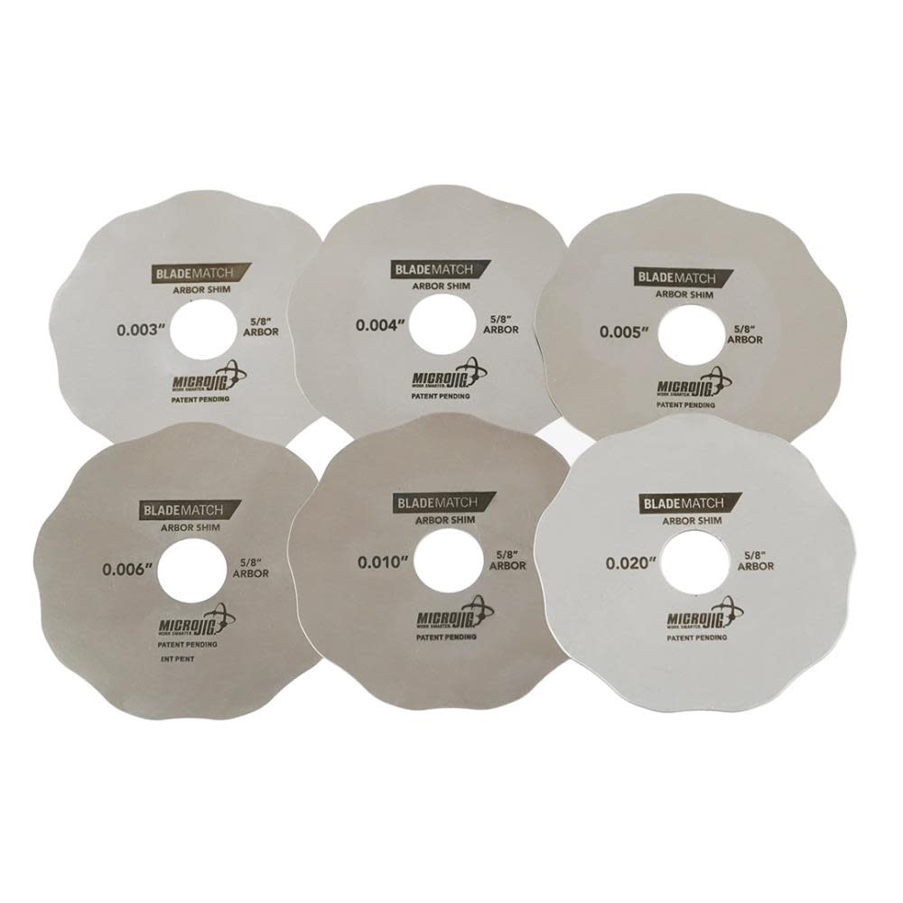 Microjig Blade Match Arbor Shims 6pk - Flockneti