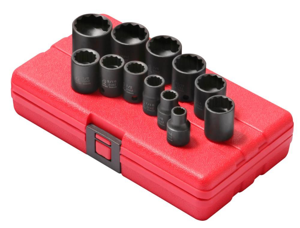 Sunex 3/8 In. Drive 12PT SAE Impact Socket Set 12 pc. - Flockneti