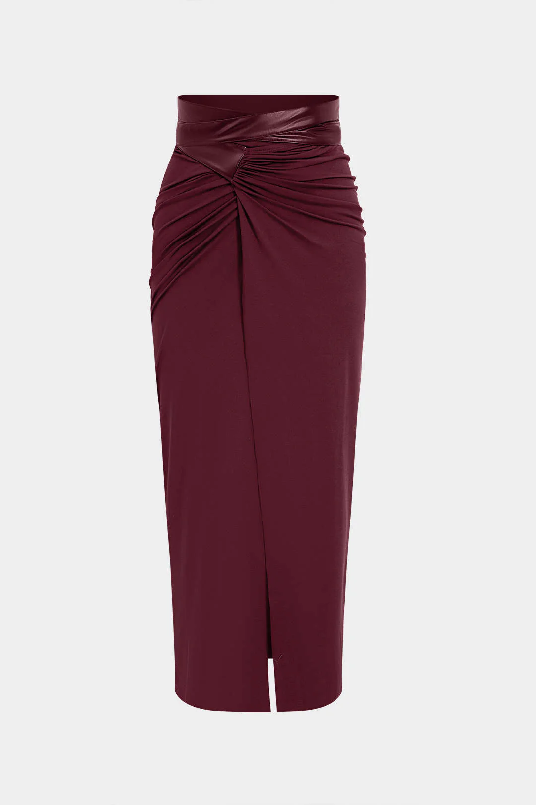 Faux Leather Patchwork Ruched Skirt - Flockneti