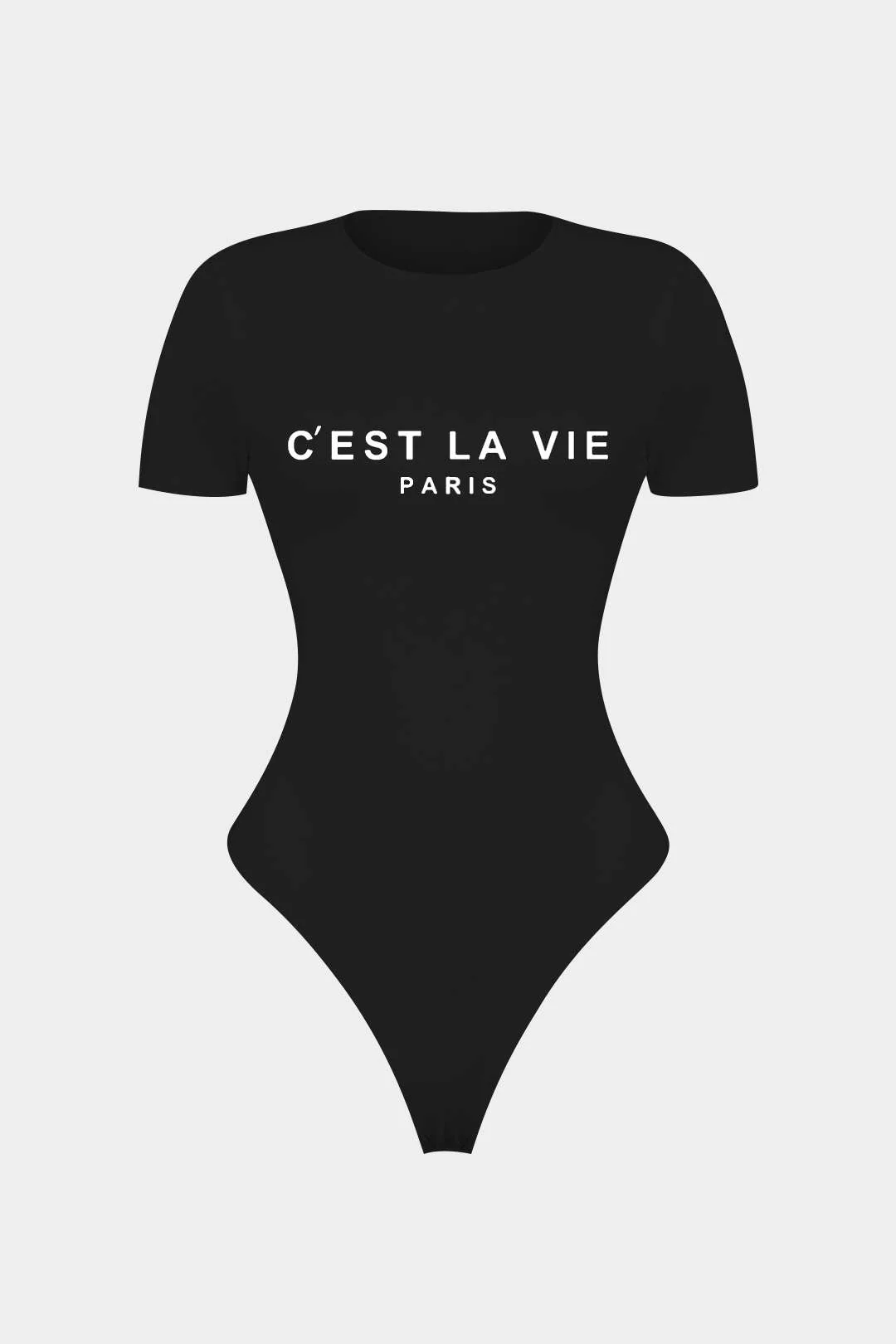 Letter Print Short Sleeve Bodysuit - Flockneti