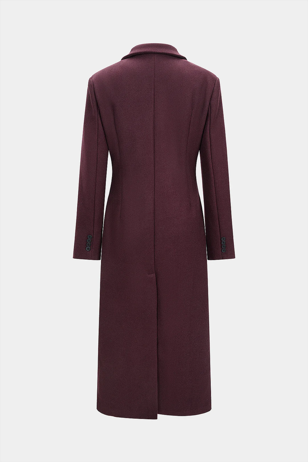 Notched Lapel Woolen Long Coat - Flockneti
