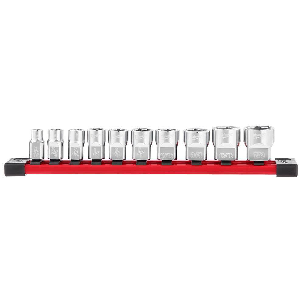 Milwaukee 10pc 3/8 in. SAE Sockets with FOUR FLAT Sides - Flockneti