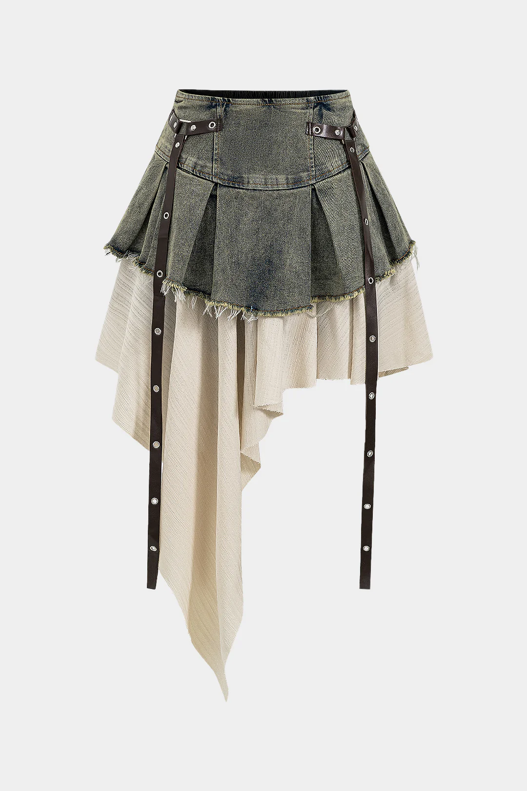Denim High Waist Patchwork Skirt - Flockneti