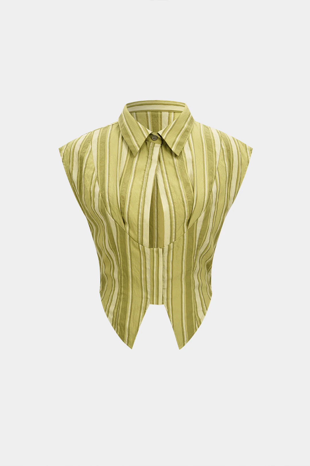 Stripes Print Lapel Cut Out Tank Top - Flockneti