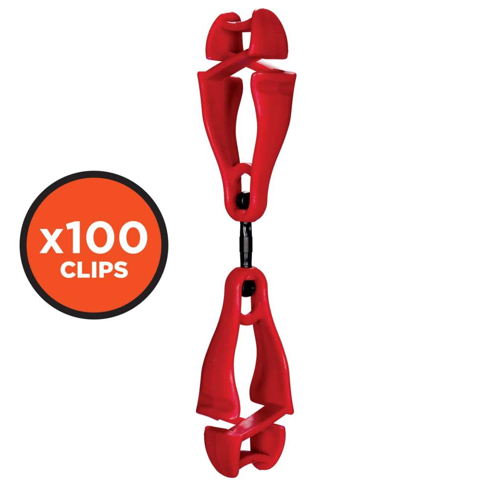 Ergodyne Squids 3420 Red Swivel Glove Clip Holder Dual Clips 100pk - Flockneti