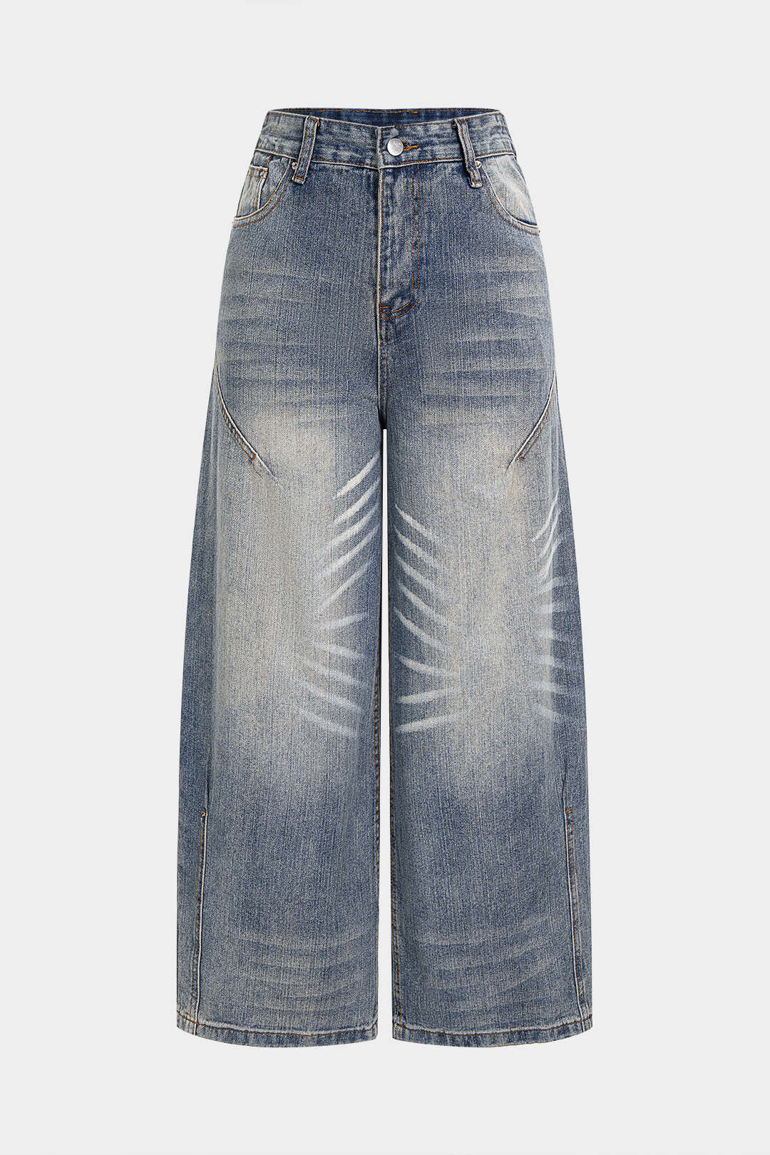 Denim Pocket High Waist Wide Leg Jeans - Flockneti