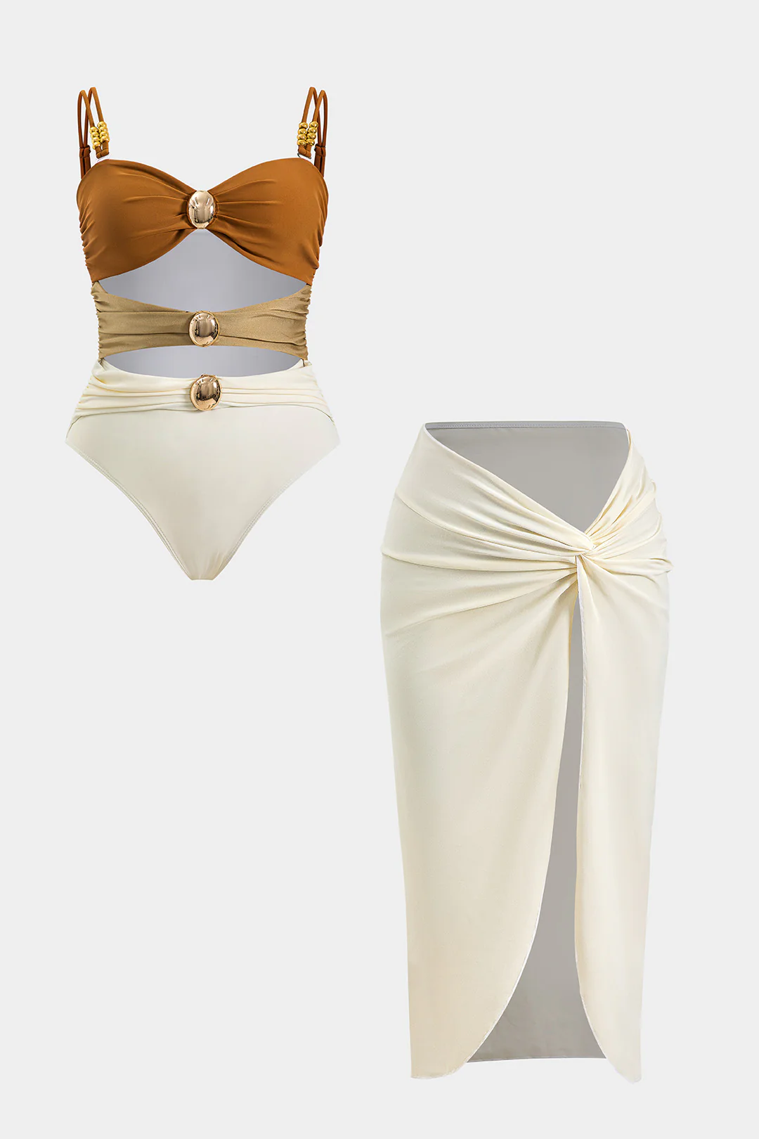 Plus Size Cut Out Bikini Set - Flockneti