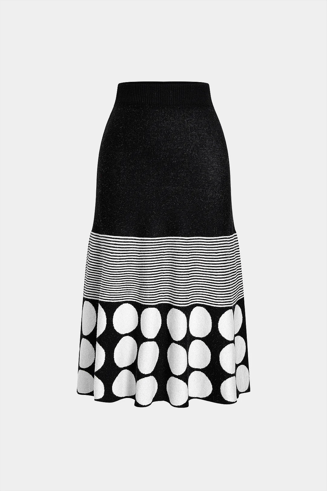 Knit Contrast A-Line Skirt - Flockneti