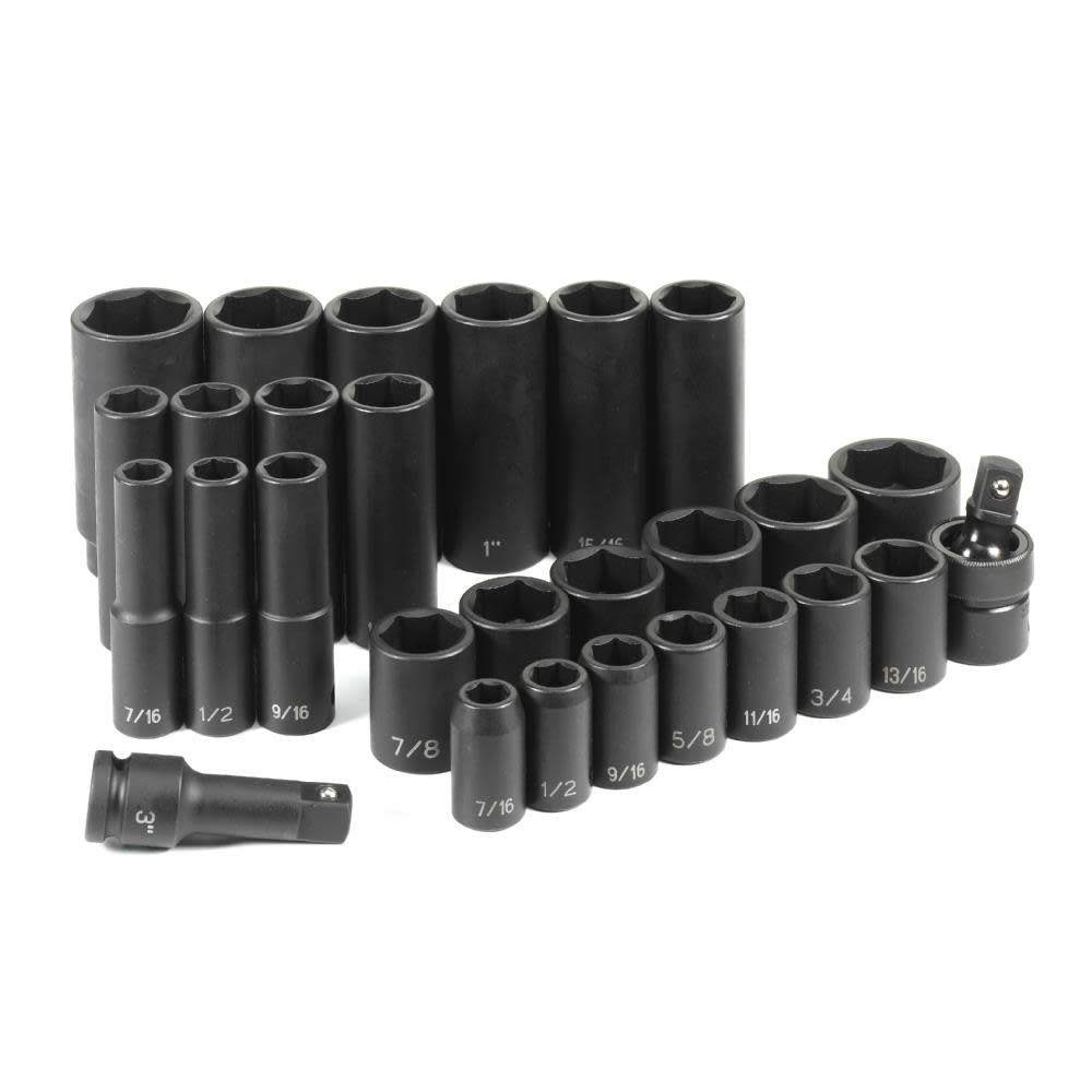 Grey Pneumatic 1/2″ Drive 28 Pc. Standard/Deep Set - Flockneti
