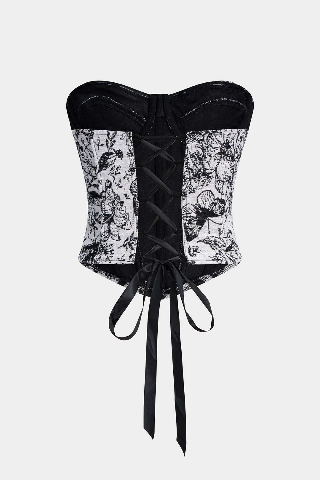 Jacquard Wrap Tie-Back Corset Waist Tube Top - Flockneti