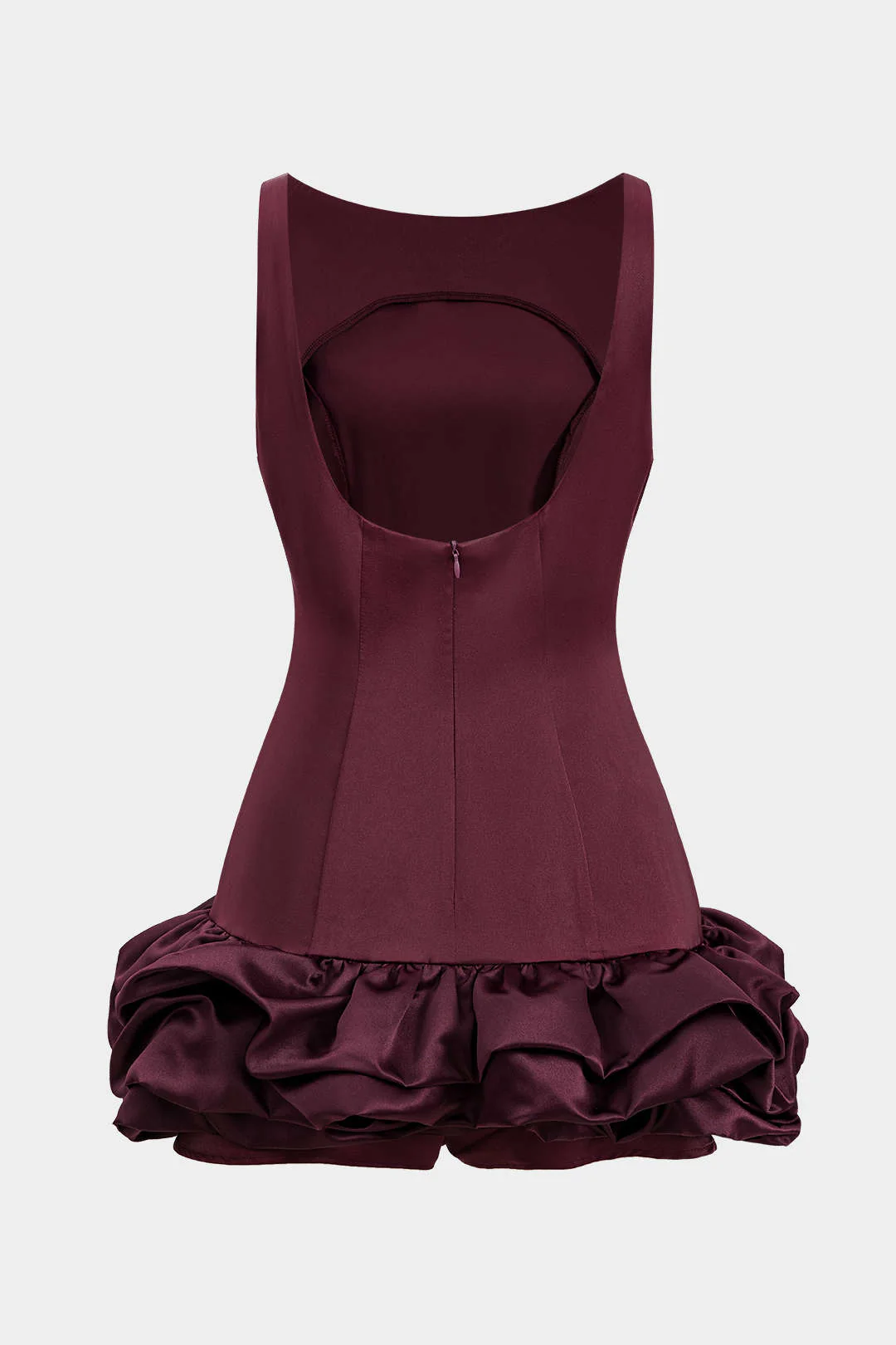 Satin Ruffle Hem Sleeveless Mini Dress - Flockneti