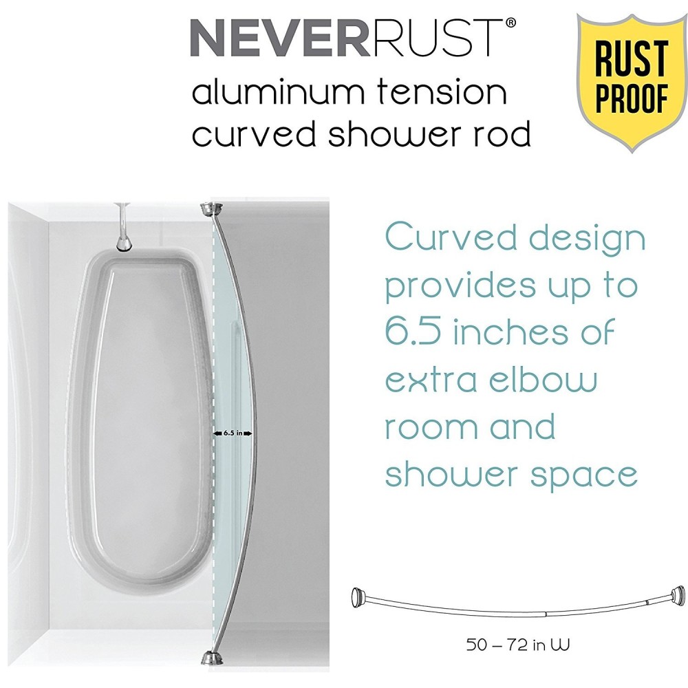 Zenith Shower Curtain Curved Rod Brushed Nickel Aluminum - Flockneti