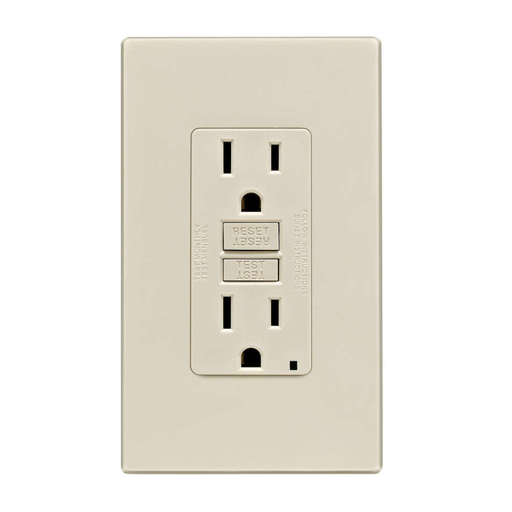 Leviton SmartlockPro GFCI Outlet 15A 125V Duplex Light Almond NEMA - Flockneti
