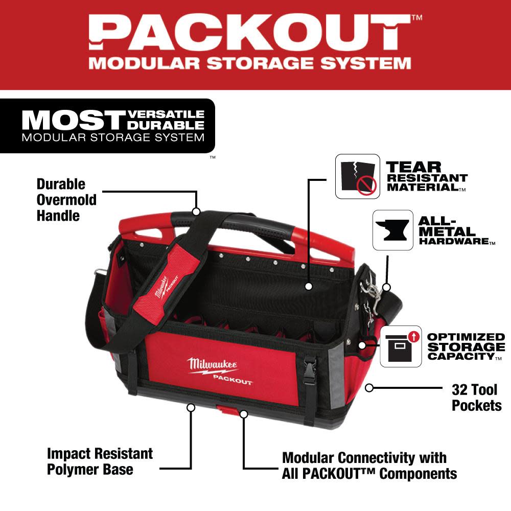 Milwaukee 20 in. PACKOUT Tote - Flockneti