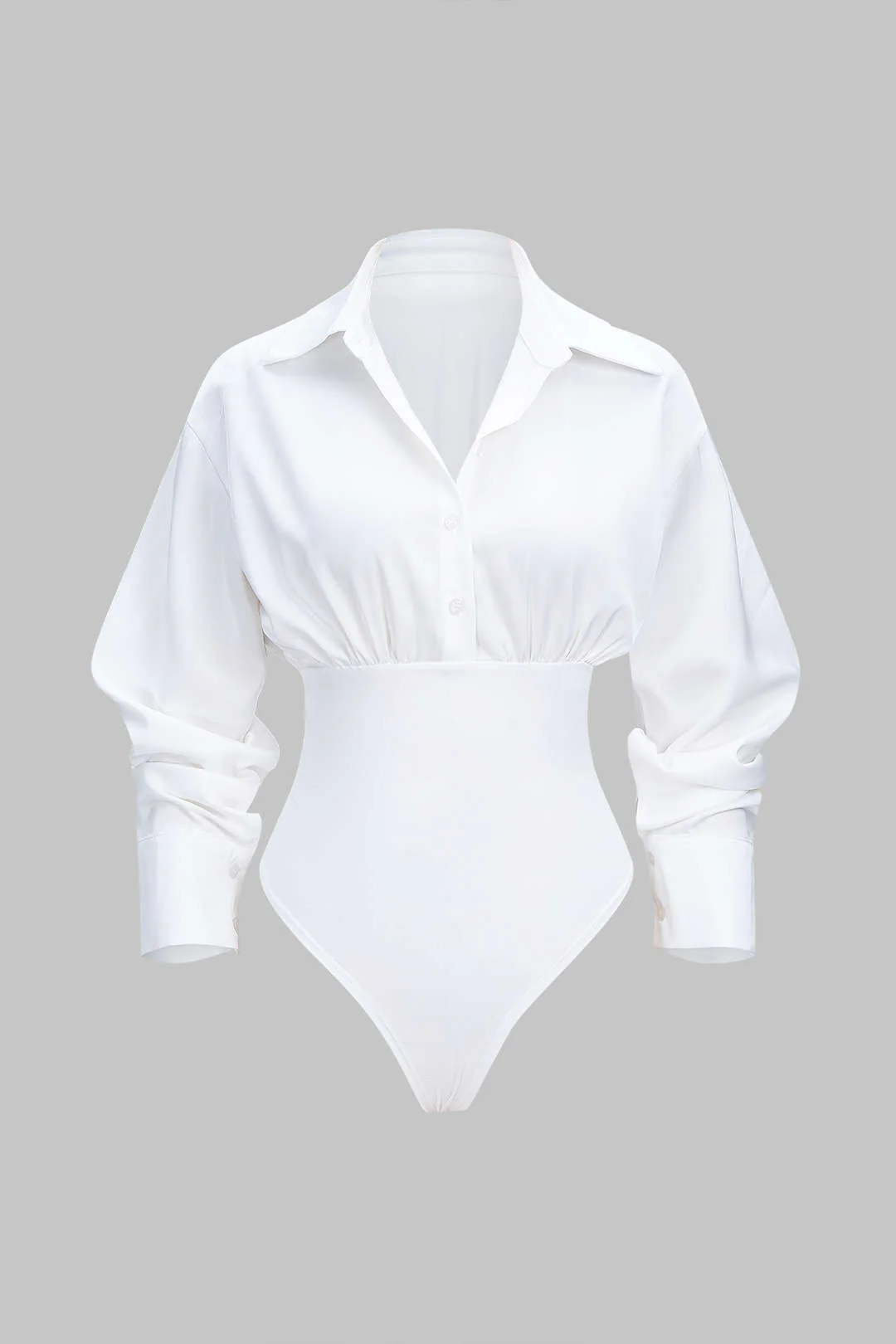 Solid Patchwork Long Sleeve Bodysuit - Flockneti