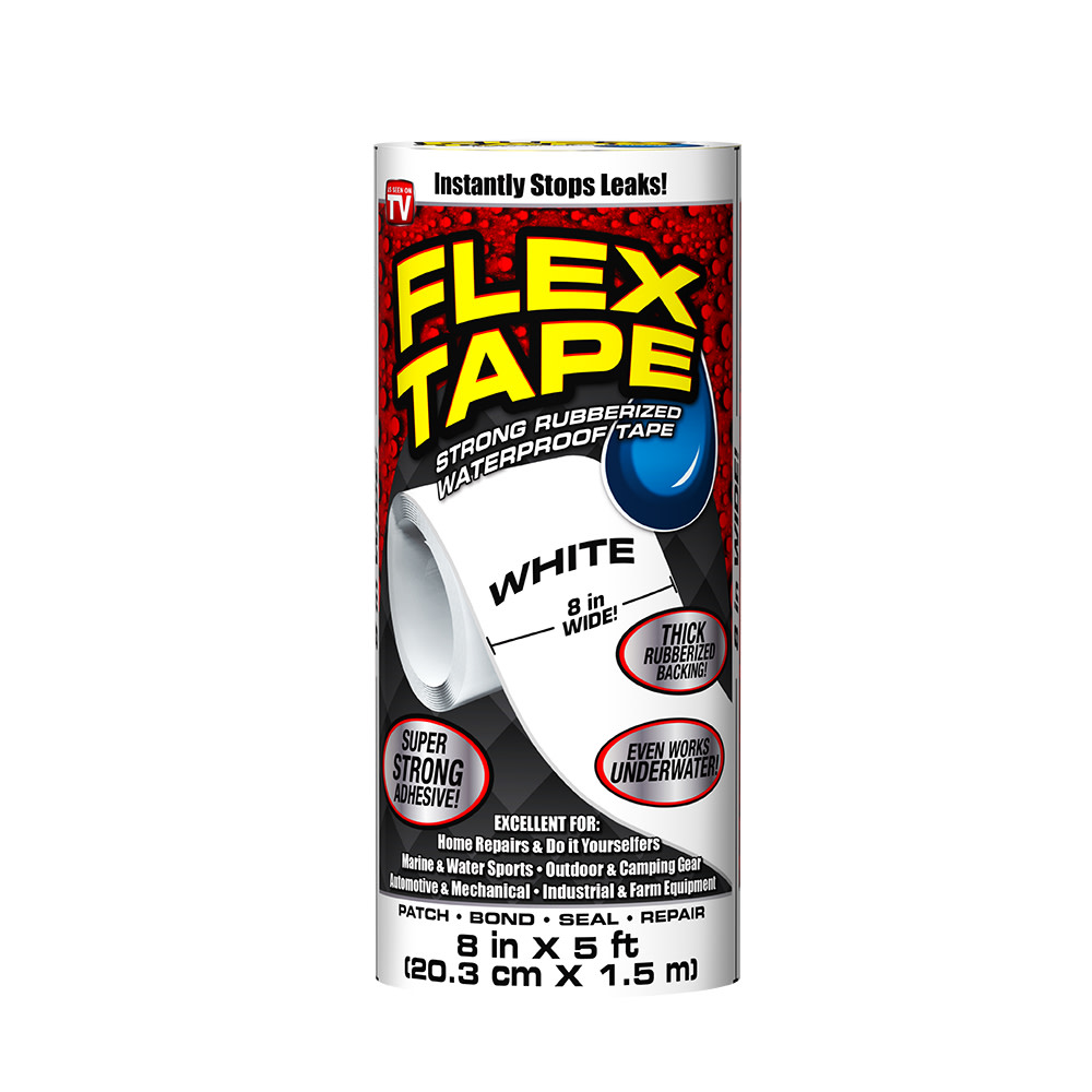 Flex Seal Flex Tape Rubberized Waterproof Tape 8 In. x 5 ft. – White - Flockneti