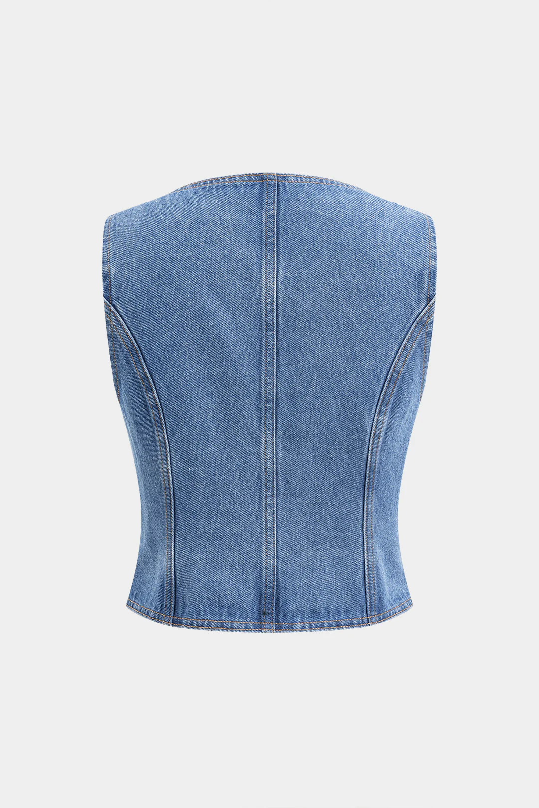 Denim Button Bustier Square Neck Crop Top - Flockneti
