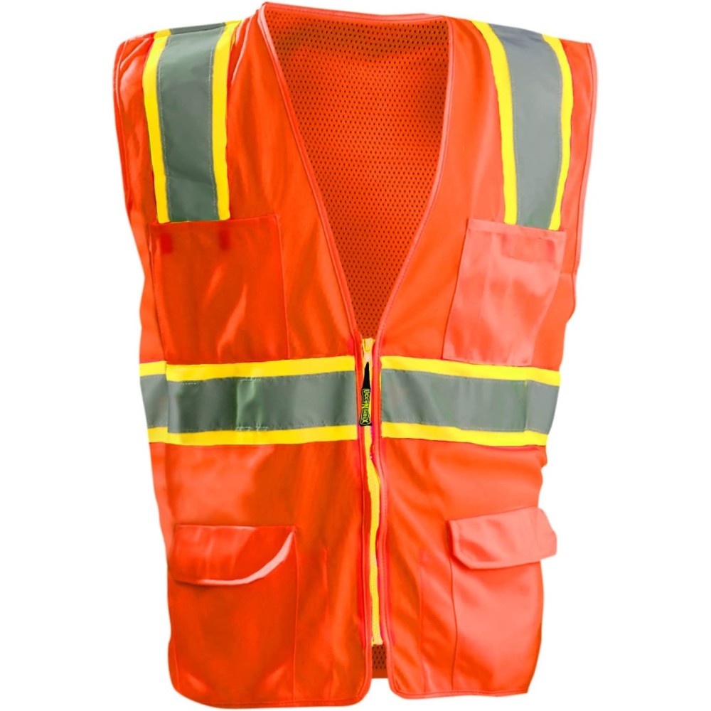 Occunomix Surveyor Safety Vest Orange High Visibility Classic Mesh 3X - Flockneti