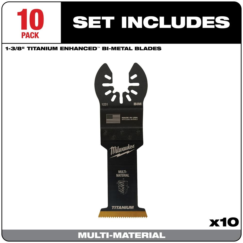 Milwaukee OPEN-LOK 1-3/8″ TITANIUM ENHANCED BI-METAL MULTI-MATERIAL BLADES 10PK - Flockneti