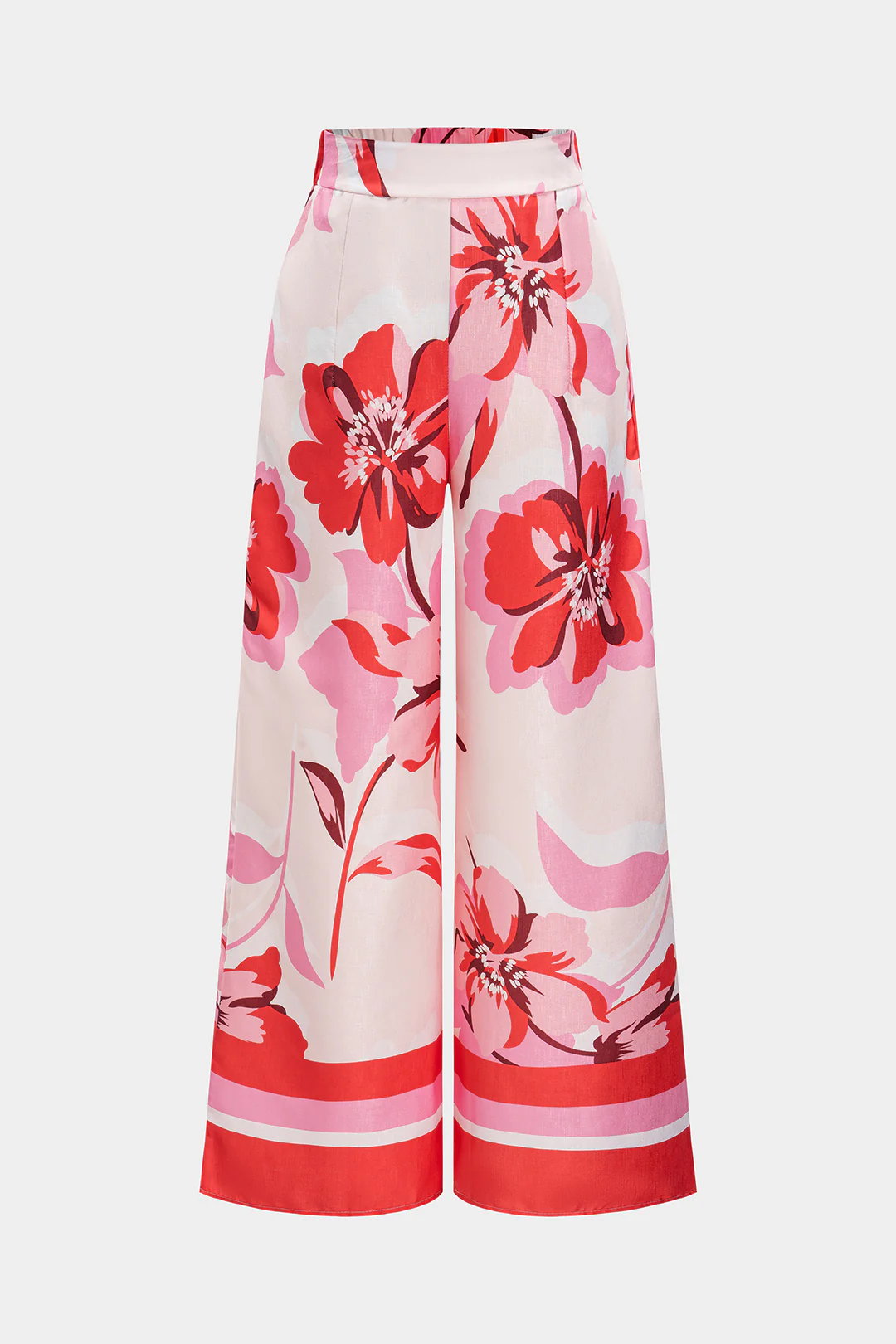 Floral Print High Waist Wide Leg Pants - Flockneti