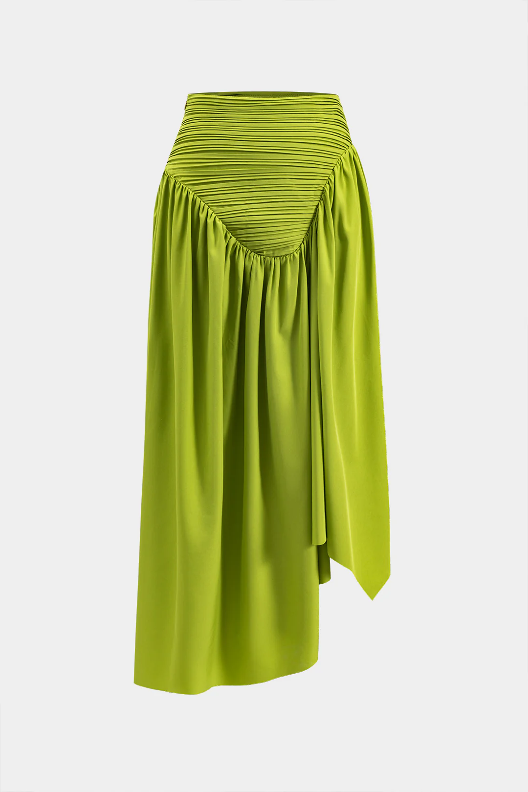 Pleated Asymmetrical Skirt - Flockneti