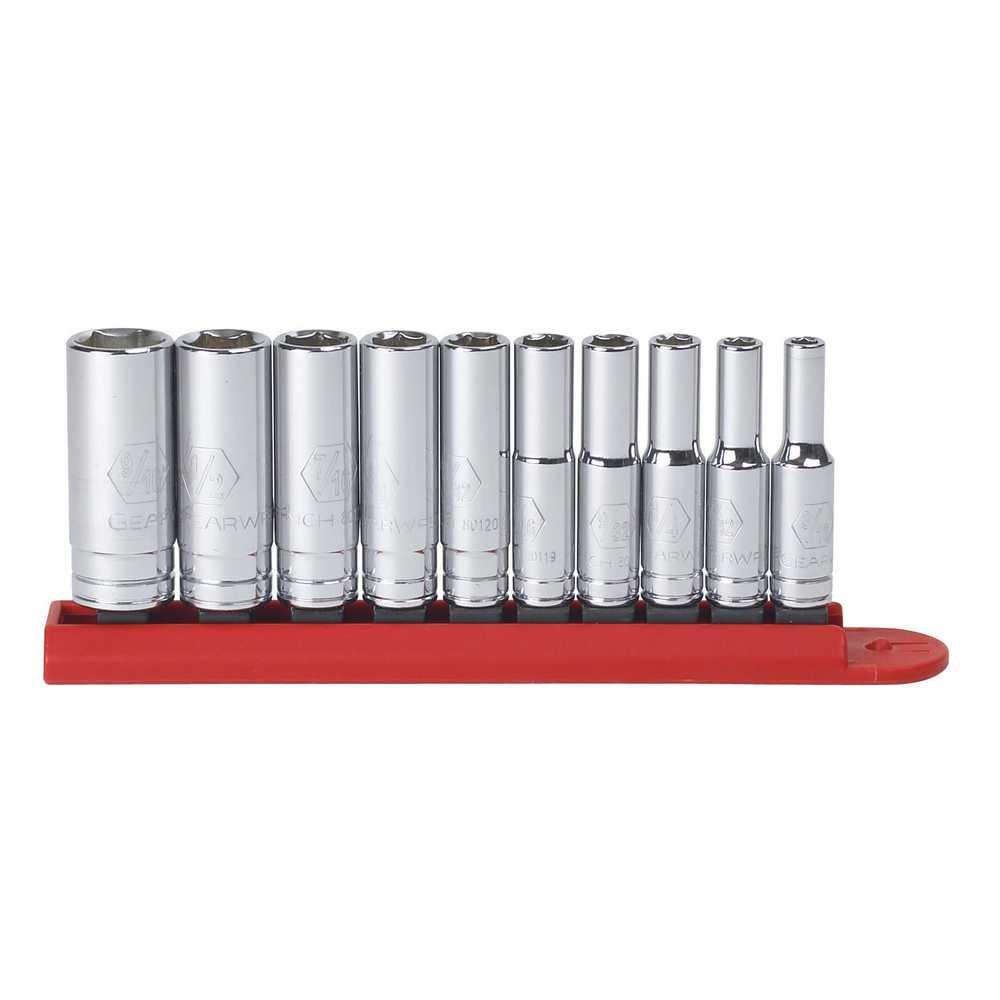 GEARWRENCH 10 Pc 1/4″ Drive 6 Point Deep SAE Socket Set - Flockneti