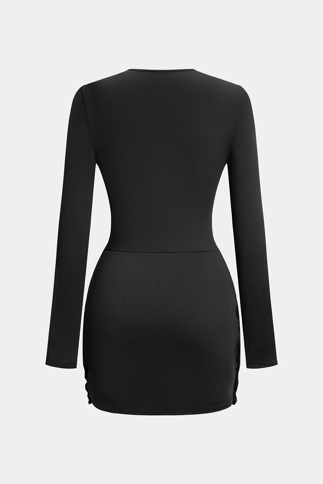 Metallic Decor Cut Out Long Sleeve Mini Dress - Flockneti
